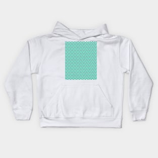 Dark Mint Green and White Chevron Pattern Kids Hoodie